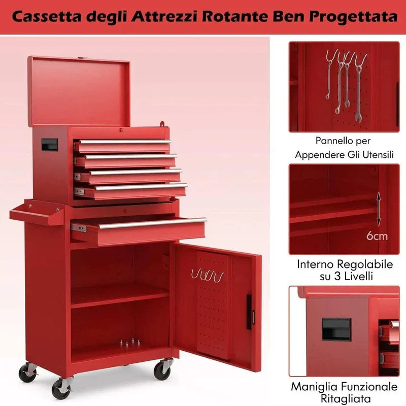 Carrello portautensili con ruote bloccabili