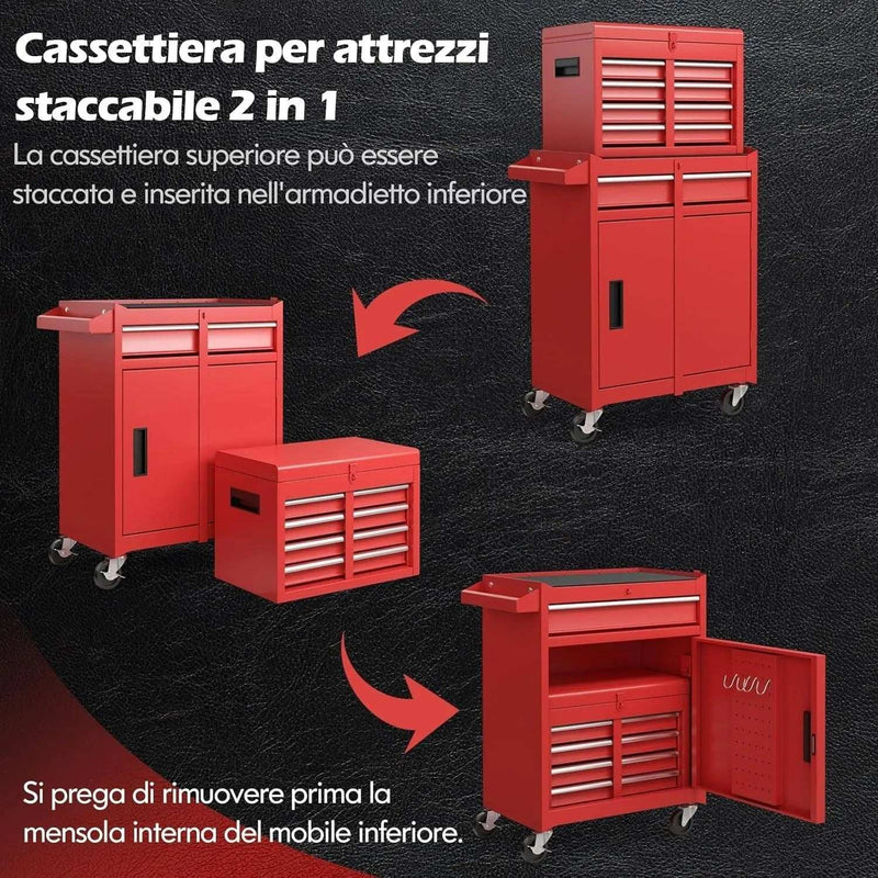 Carrello portautensili con ruote bloccabili