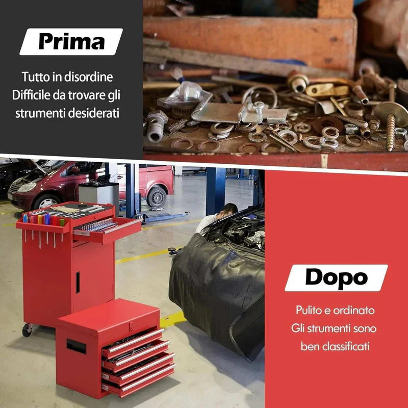 Carrello portautensili con ruote bloccabili